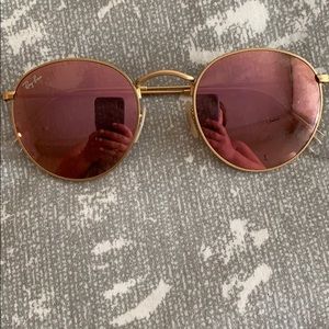 Dusty Pink reflective Ray-ban circle sunglasses